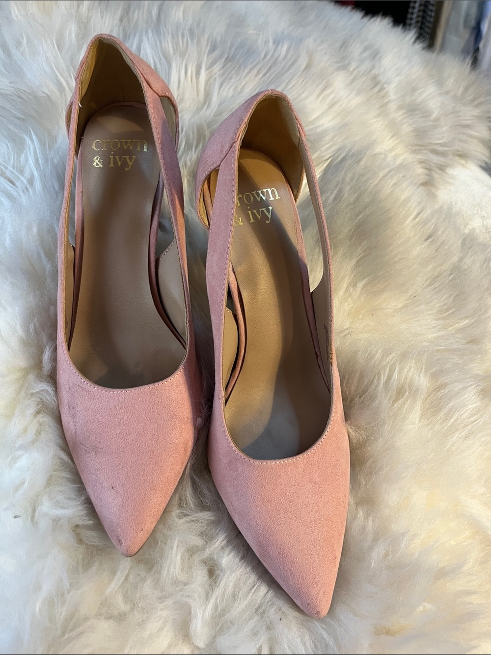 crown & ivy Blush Pointed-Toe Suede Pumps